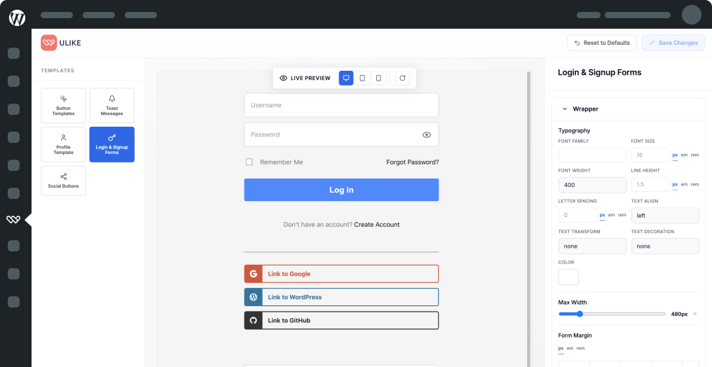 Customizer Panel