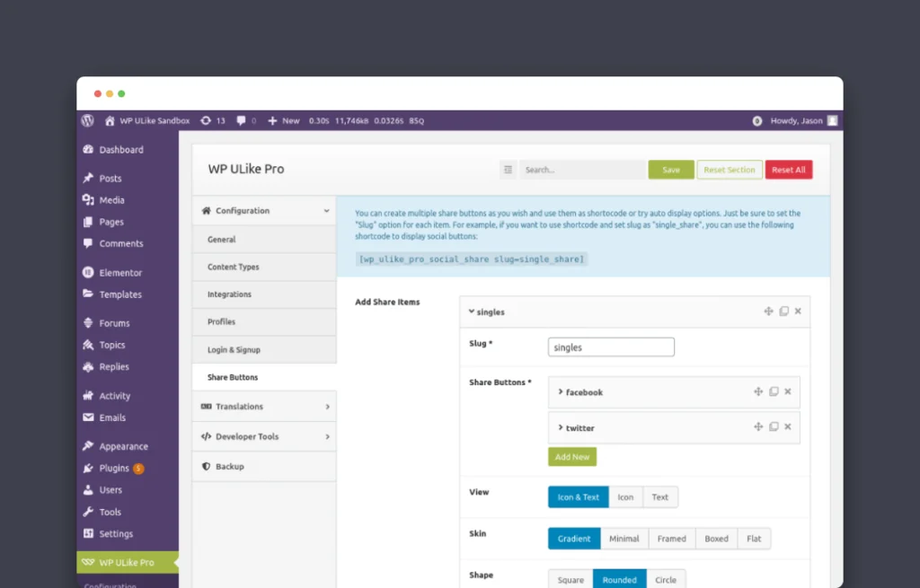 wp ulike social share buttons