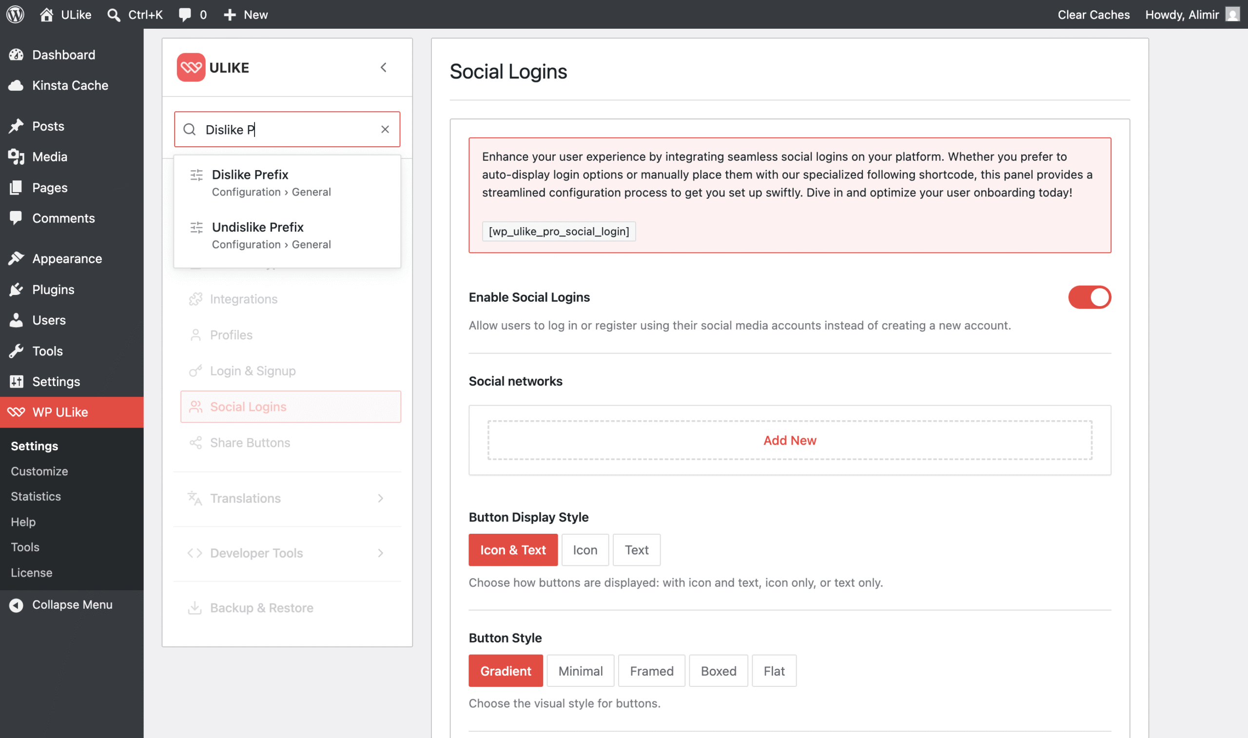 WP ULike redesigned Settings panel with cleaner layout and grouped options